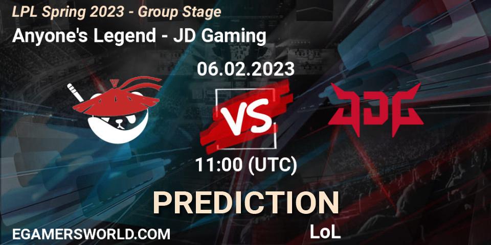 Prognoza Anyone's Legend - JD Gaming. 06.02.23, LoL, LPL Spring 2023 - Group Stage