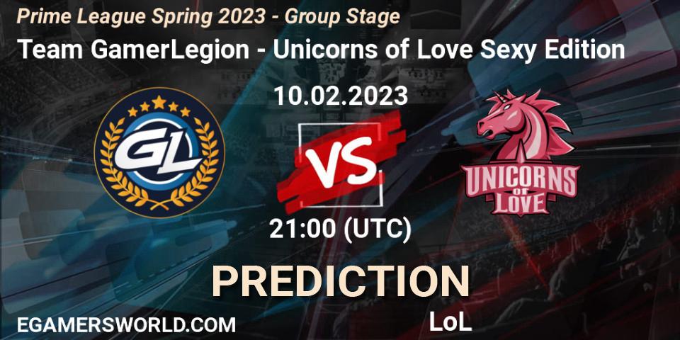 Prognoza Team GamerLegion - Unicorns of Love Sexy Edition. 10.02.2023 at 17:00, LoL, Prime League Spring 2023 - Group Stage
