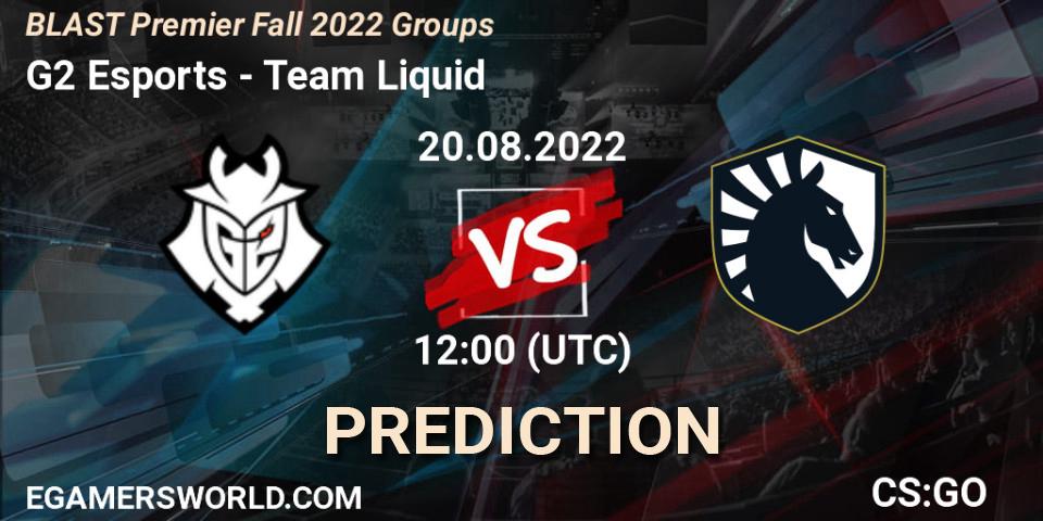 Prognoza G2 Esports - Team Liquid. 20.08.2022 at 12:15, Counter-Strike (CS2), BLAST Premier Fall 2022 Groups