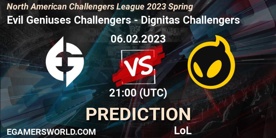 Prognoza Evil Geniuses Challengers - Dignitas Challengers. 06.02.23, LoL, NACL 2023 Spring - Group Stage