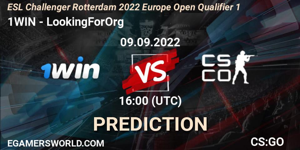 Prognoza 1WIN - LookingForOrg. 09.09.22, CS2 (CS:GO), ESL Challenger Rotterdam 2022 Europe Open Qualifier 1