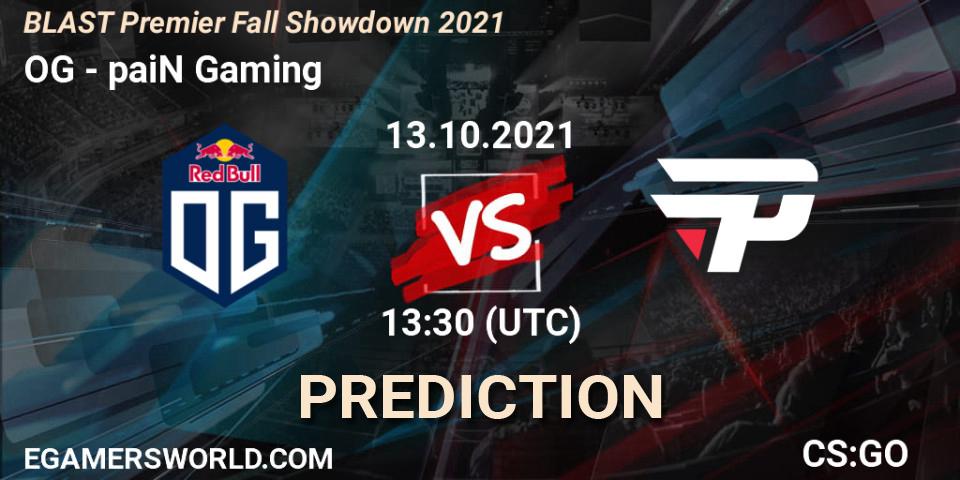 Prognoza OG - paiN Gaming. 13.10.2021 at 14:40, Counter-Strike (CS2), BLAST Premier Fall Showdown 2021