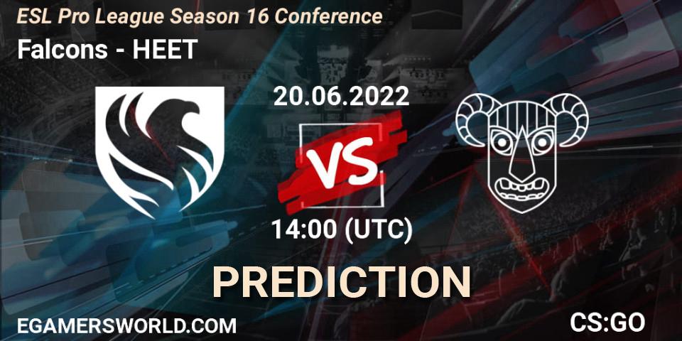 Prognoza Falcons - HEET. 20.06.2022 at 14:00, Counter-Strike (CS2), ESL Pro League Season 16 Conference