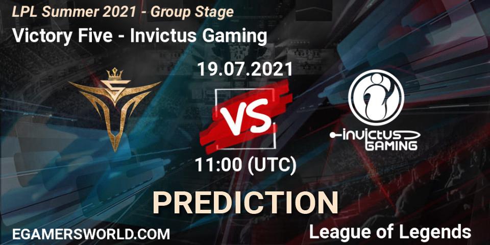 Prognoza Victory Five - Invictus Gaming. 19.07.2021 at 11:00, LoL, LPL Summer 2021 - Group Stage