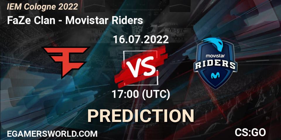Prognoza FaZe Clan - Movistar Riders. 16.07.22, CS2 (CS:GO), IEM Cologne 2022