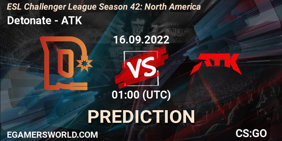 Prognoza Detonate - ATK. 23.09.22, CS2 (CS:GO), ESL Challenger League Season 42: North America
