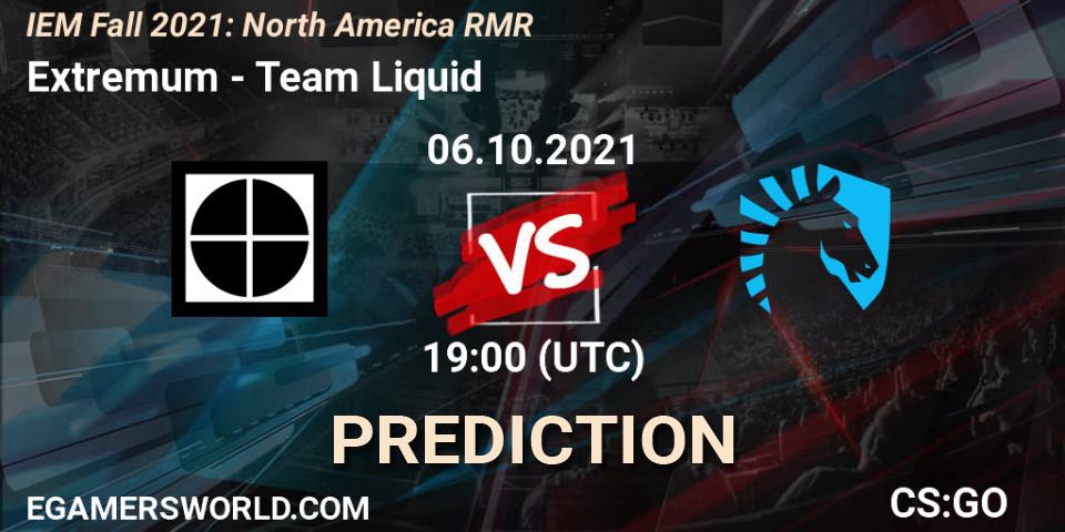 Prognoza Extremum - Team Liquid. 06.10.2021 at 19:00, Counter-Strike (CS2), IEM Fall 2021: North America RMR
