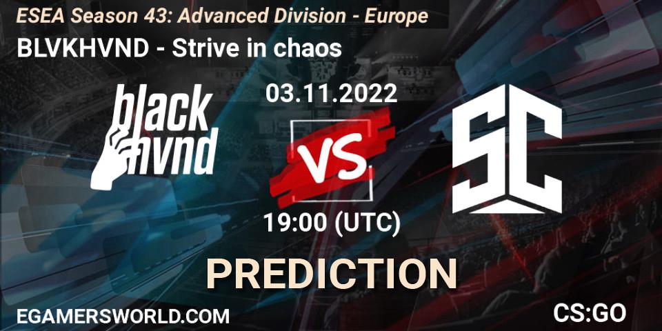 Prognoza BLVKHVND - Strive in chaos. 03.11.2022 at 19:00, Counter-Strike (CS2), ESEA Season 43: Advanced Division - Europe