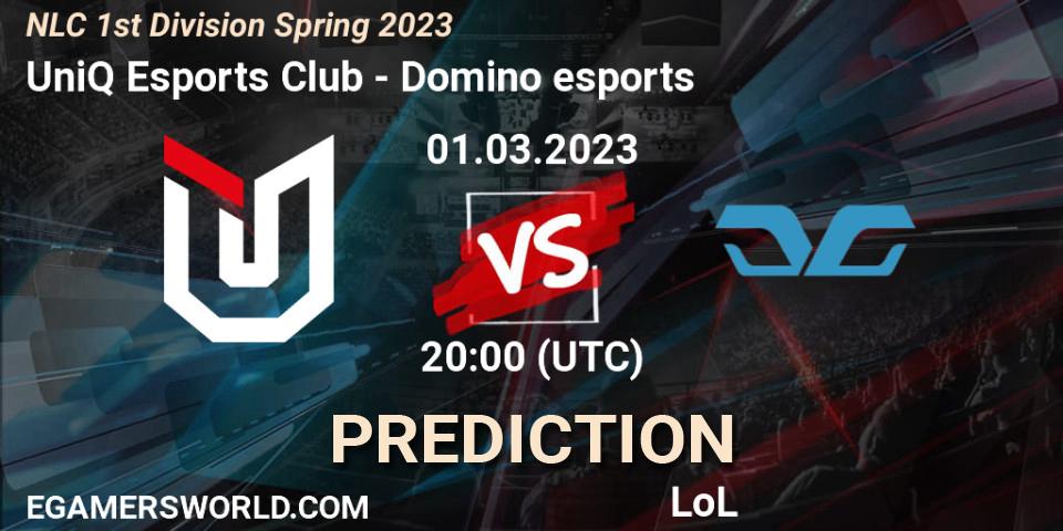 Prognoza UniQ Esports Club - Domino esports. 07.02.23, LoL, NLC 1st Division Spring 2023