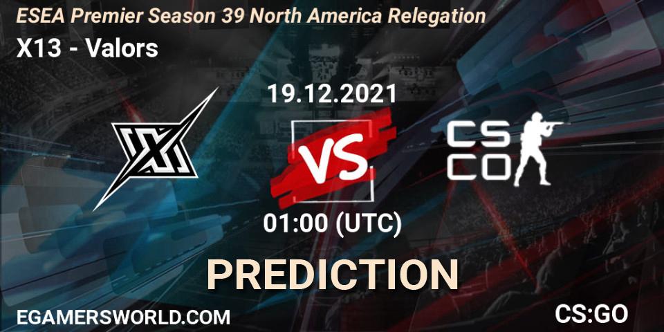 Prognoza X13 - Valors. 19.12.2021 at 02:30, Counter-Strike (CS2), ESEA Premier Season 39 North America Relegation