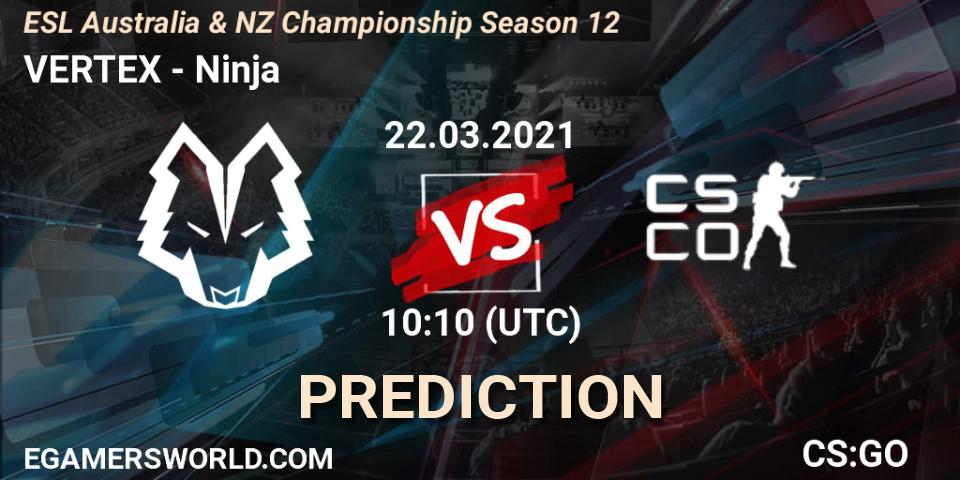 Prognoza VERTEX - Ninja. 22.03.2021 at 10:55, Counter-Strike (CS2), ESL Australia & NZ Championship Season 12