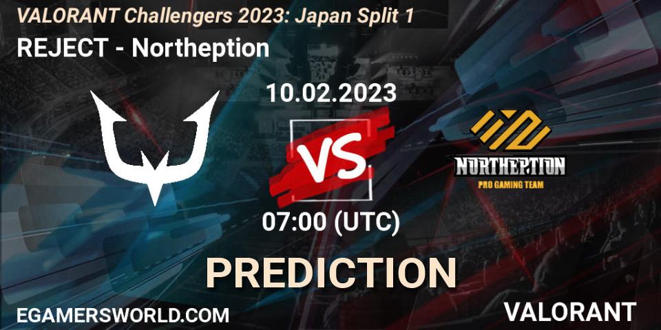 Prognoza REJECT - Northeption. 10.02.23, VALORANT, VALORANT Challengers 2023: Japan Split 1