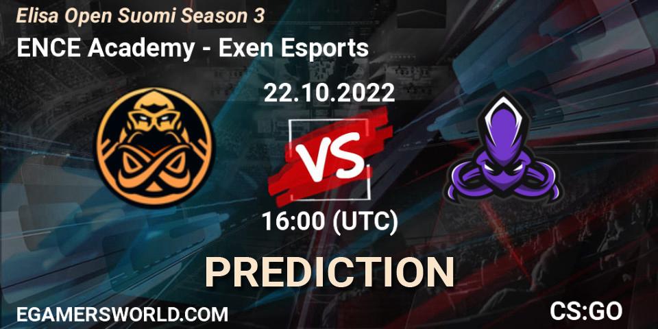 Prognoza ENCE Academy - Exen Esports. 22.10.2022 at 16:00, Counter-Strike (CS2), Elisa Open Suomi Season 3