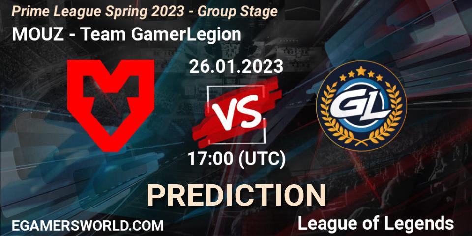 Prognoza MOUZ - Team GamerLegion. 26.01.2023 at 20:00, LoL, Prime League Spring 2023 - Group Stage