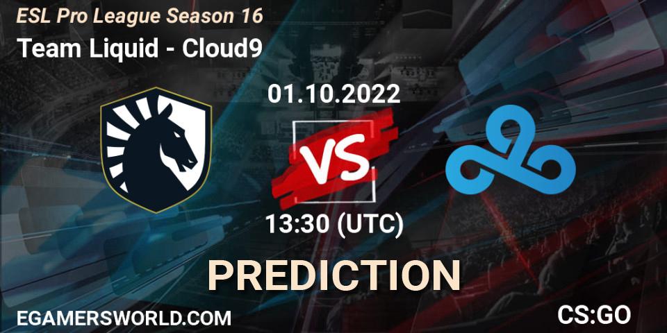 Prognoza Team Liquid - Cloud9. 01.10.2022 at 13:30, Counter-Strike (CS2), ESL Pro League Season 16