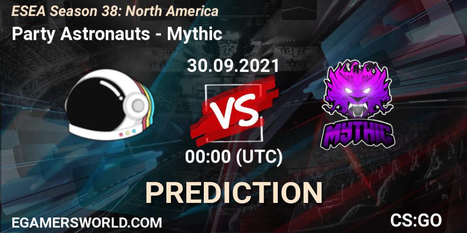 Prognoza Party Astronauts - Mythic. 30.09.2021 at 00:00, Counter-Strike (CS2), ESEA Season 38: North America 