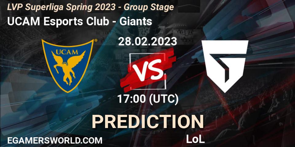Prognoza UCAM Esports Club - Giants. 28.02.2023 at 18:00, LoL, LVP Superliga Spring 2023 - Group Stage