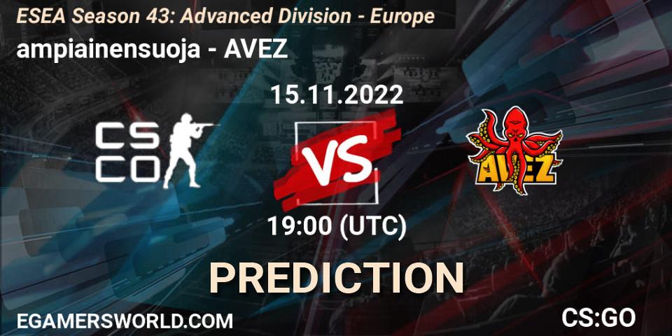 Prognoza ampiainensuoja - AVEZ. 15.11.22, CS2 (CS:GO), ESEA Season 43: Advanced Division - Europe