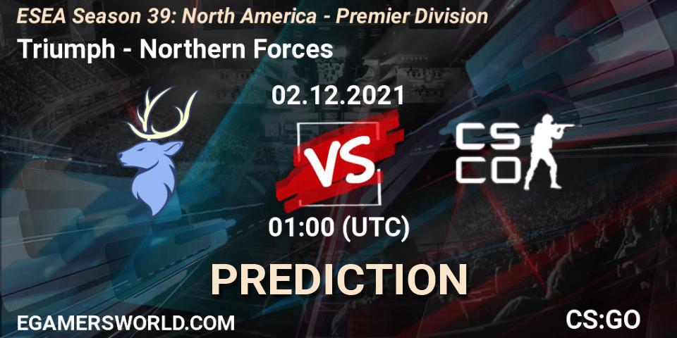 Prognoza Triumph - Northern Forces. 06.12.2021 at 02:00, Counter-Strike (CS2), ESEA Season 39: North America - Premier Division
