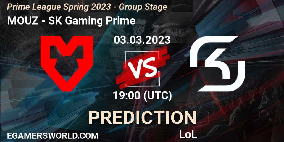 Prognoza MOUZ - SK Gaming Prime. 03.03.2023 at 20:00, LoL, Prime League Spring 2023 - Group Stage