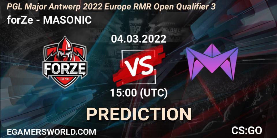 Prognoza forZe - MASONIC. 04.03.2022 at 15:05, Counter-Strike (CS2), PGL Major Antwerp 2022 Europe RMR Open Qualifier 3
