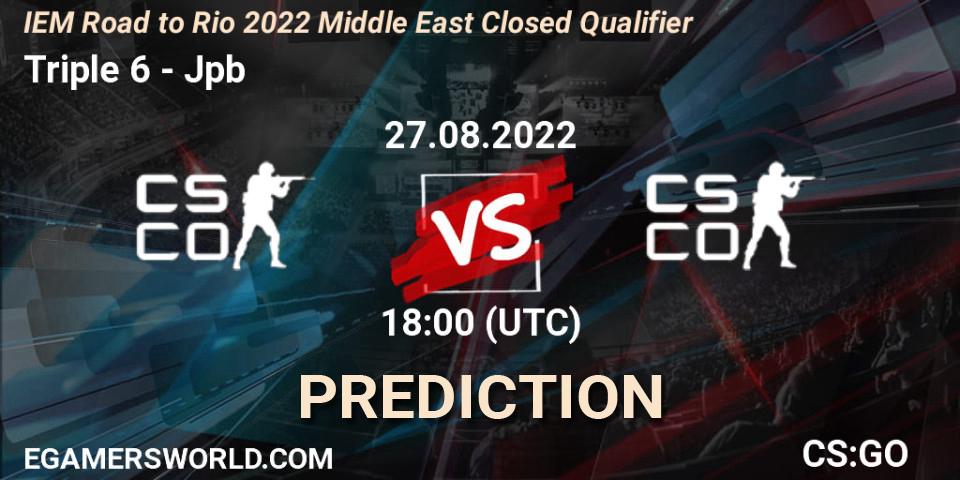 Prognoza Triple 6 - Jpb. 27.08.2022 at 17:20, Counter-Strike (CS2), IEM Road to Rio 2022 Middle East Closed Qualifier