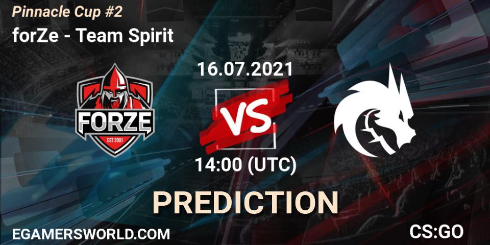 Prognoza forZe - Team Spirit. 16.07.2021 at 14:50, Counter-Strike (CS2), Pinnacle Cup #2