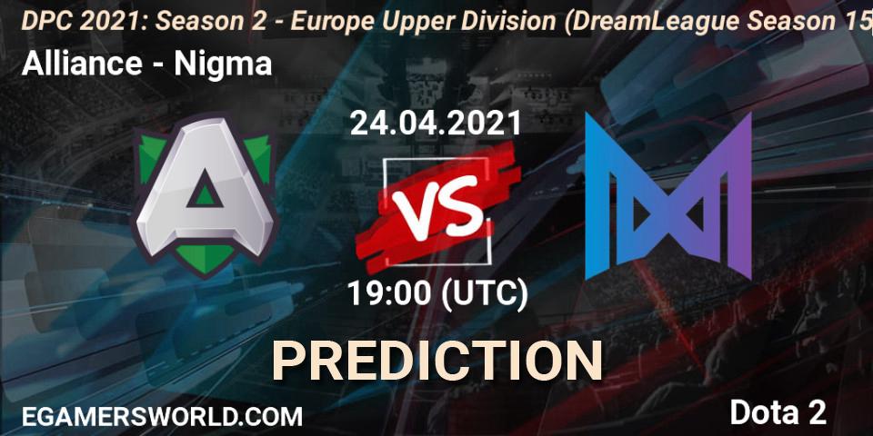 Prognoza Alliance - Nigma. 24.04.2021 at 19:32, Dota 2, DPC 2021: Season 2 - Europe Upper Division (DreamLeague Season 15)