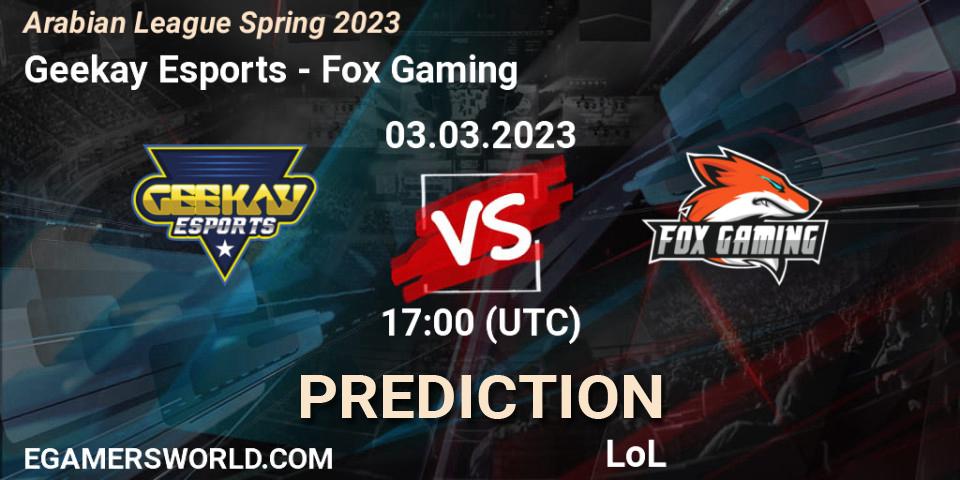 Prognoza Geekay Esports - Fox Gaming. 10.02.23, LoL, Arabian League Spring 2023