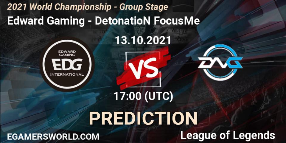 Prognoza Edward Gaming - DetonatioN FocusMe. 13.10.2021 at 17:10, LoL, 2021 World Championship - Group Stage