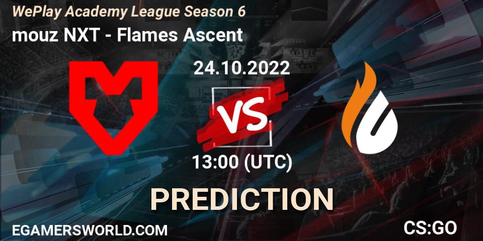 Prognoza mouz NXT - Flames Ascent. 24.10.2022 at 13:00, Counter-Strike (CS2), WePlay Academy League Season 6
