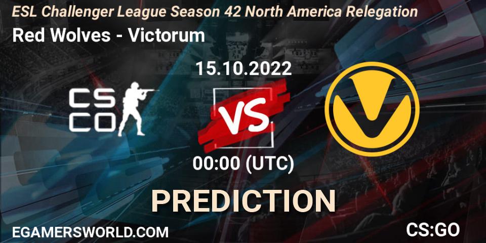 Prognoza Louisville Red Wolves - Victorum. 15.10.22, CS2 (CS:GO), ESL Challenger League Season 42 North America Relegation