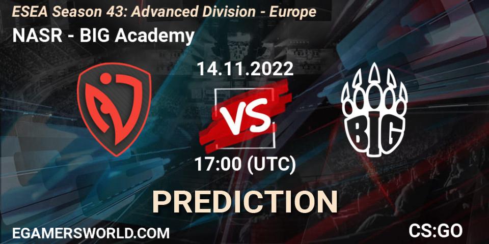 Prognoza NASR - BIG Academy. 14.11.22, CS2 (CS:GO), ESEA Season 43: Advanced Division - Europe