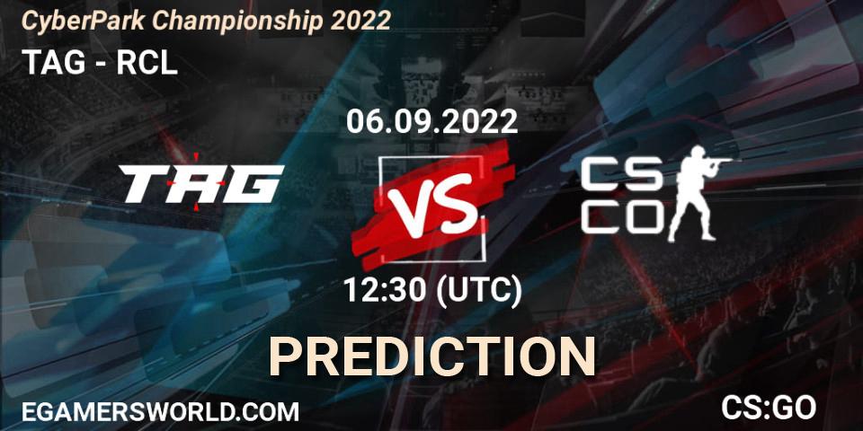 Prognoza TAG - RCL. 06.09.2022 at 13:00, Counter-Strike (CS2), CyberPark Championship 2022