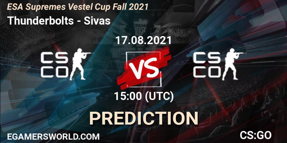 Prognoza Thunderbolts - Sivas. 17.08.2021 at 15:10, Counter-Strike (CS2), ESA Esports Supremes 2021