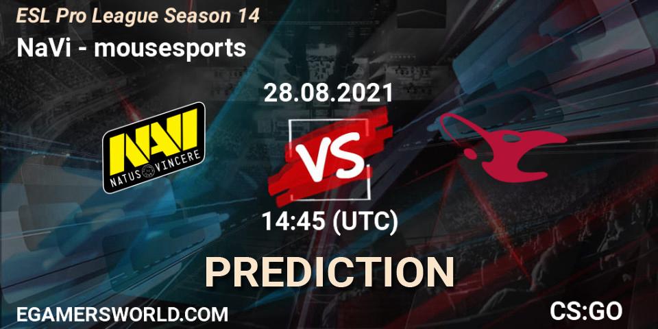 Prognoza NaVi - mousesports. 28.08.2021 at 16:00, Counter-Strike (CS2), ESL Pro League Season 14