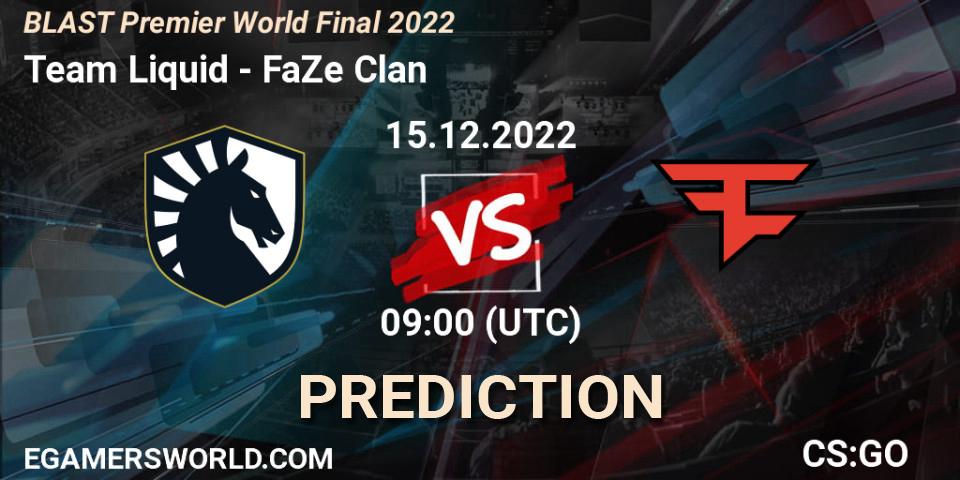 Prognoza Team Liquid - FaZe Clan. 15.12.2022 at 08:15, Counter-Strike (CS2), BLAST Premier World Final 2022