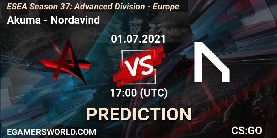 Prognoza Akuma - Nordavind. 01.07.2021 at 17:00, Counter-Strike (CS2), ESEA Season 37: Advanced Division - Europe