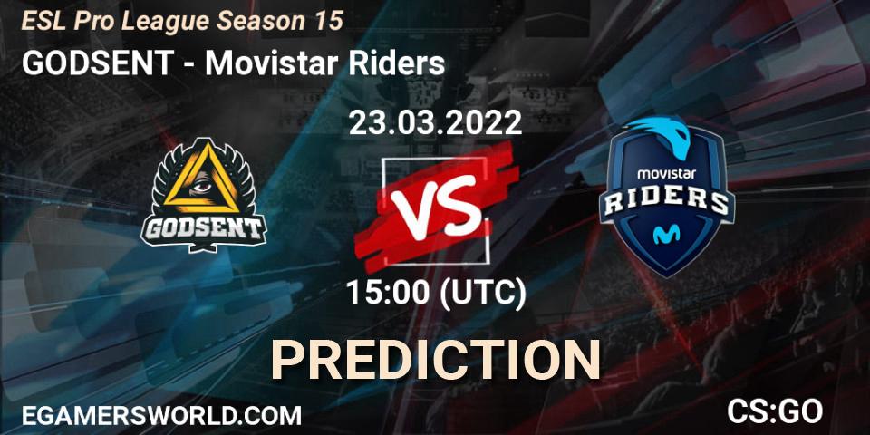 Prognoza GODSENT - Movistar Riders. 23.03.2022 at 15:00, Counter-Strike (CS2), ESL Pro League Season 15