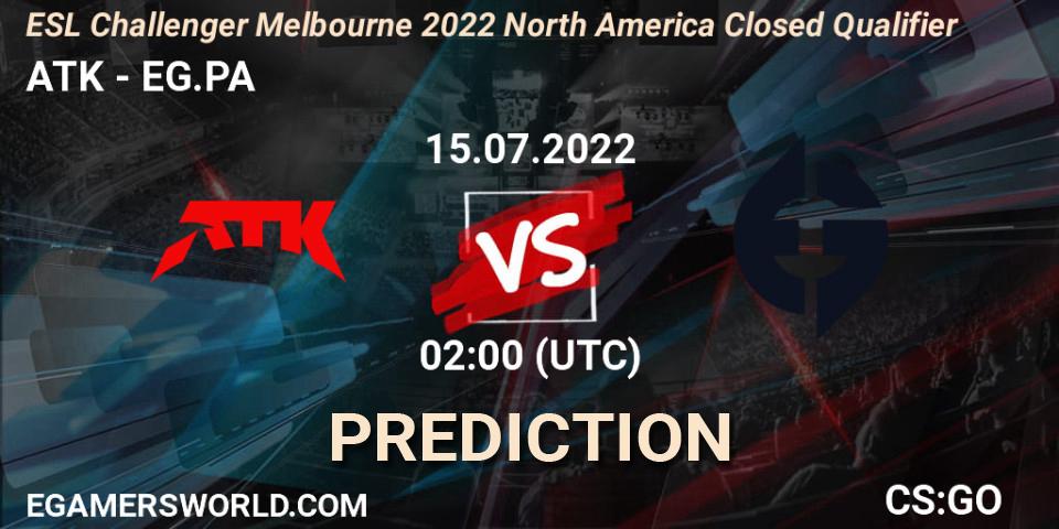 Prognoza ATK - EG.PA. 15.07.2022 at 02:00, Counter-Strike (CS2), ESL Challenger Melbourne 2022 North America Closed Qualifier