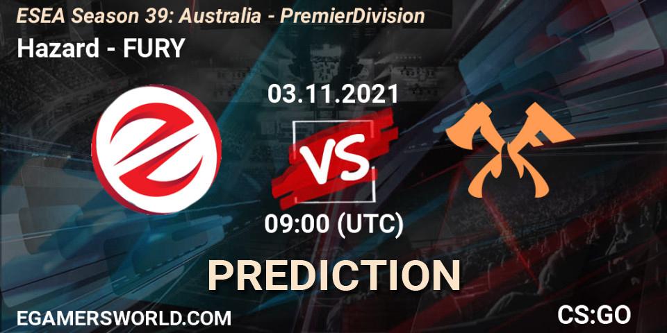 Prognoza Hazard - FURY. 03.11.21, CS2 (CS:GO), ESEA Season 39: Australia - Premier Division