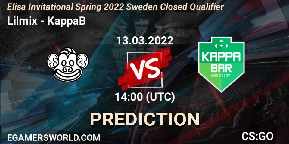 Prognoza Lilmix - KappaB. 13.03.22, CS2 (CS:GO), Elisa Invitational Spring 2022 Sweden Closed Qualifier