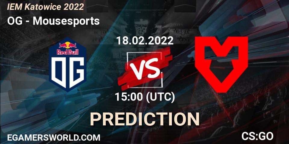 Prognoza OG - Mousesports. 18.02.2022 at 15:25, Counter-Strike (CS2), IEM Katowice 2022