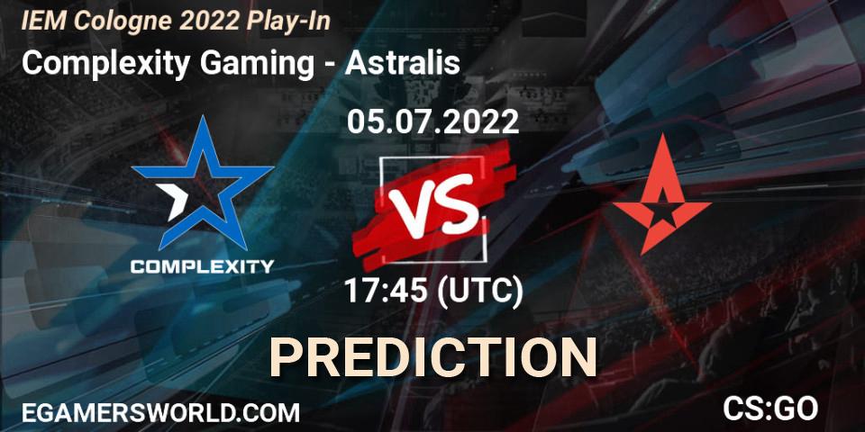 Prognoza Complexity Gaming - Astralis. 05.07.2022 at 18:20, Counter-Strike (CS2), IEM Cologne 2022 Play-In
