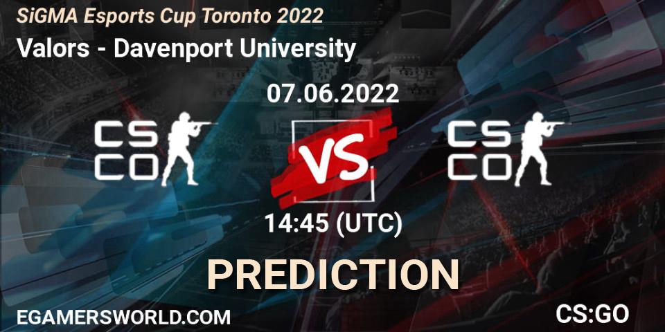 Prognoza Valors - Davenport University. 07.06.2022 at 14:55, Counter-Strike (CS2), SiGMA Esports Cup Toronto 2022
