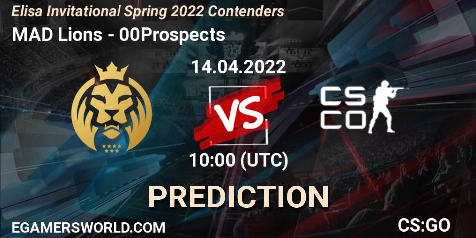 Prognoza MAD Lions - 00Prospects. 14.04.22, CS2 (CS:GO), Elisa Invitational Spring 2022 Contenders