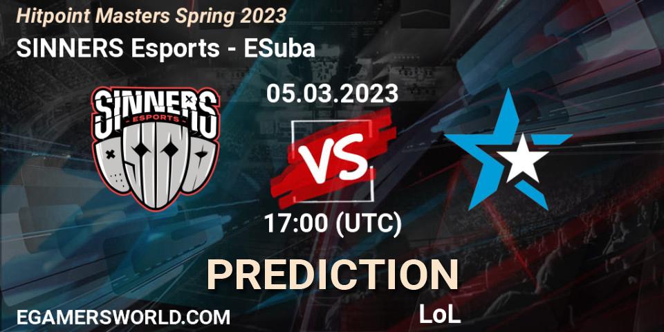 Prognoza SINNERS Esports - ESuba. 07.02.23, LoL, Hitpoint Masters Spring 2023