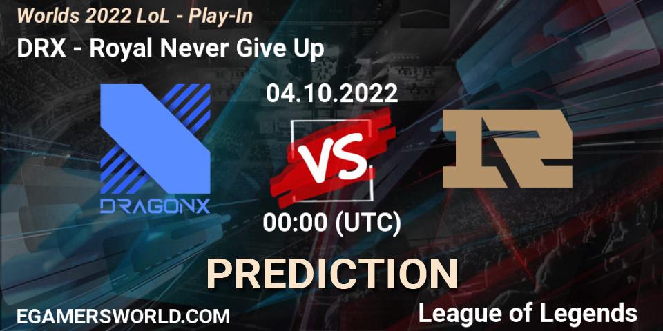 Prognoza DRX - Royal Never Give Up. 30.09.2022 at 05:00, LoL, Worlds 2022 LoL - Play-In