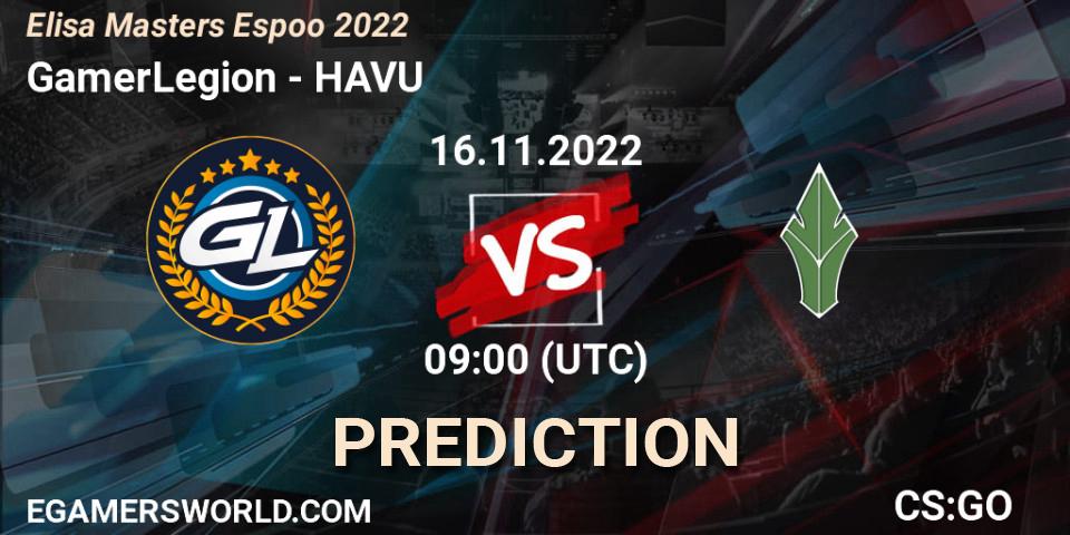 Prognoza GamerLegion - HAVU. 16.11.2022 at 09:00, Counter-Strike (CS2), Elisa Masters Espoo 2022