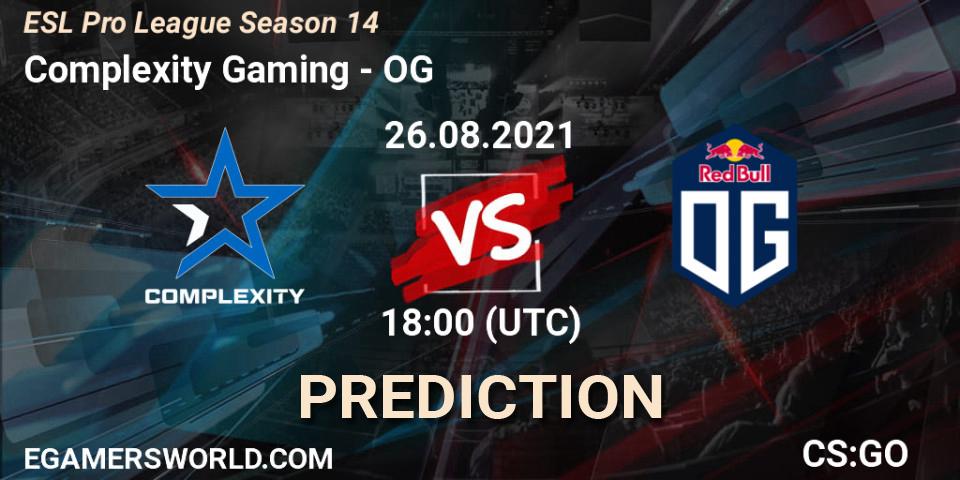 Prognoza Complexity Gaming - OG. 26.08.2021 at 18:00, Counter-Strike (CS2), ESL Pro League Season 14